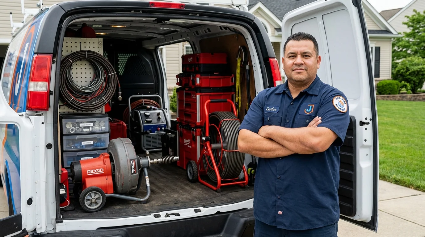 Professional drain cleaning equipment and Johns Plumbing LLC plumber in Leavenworth