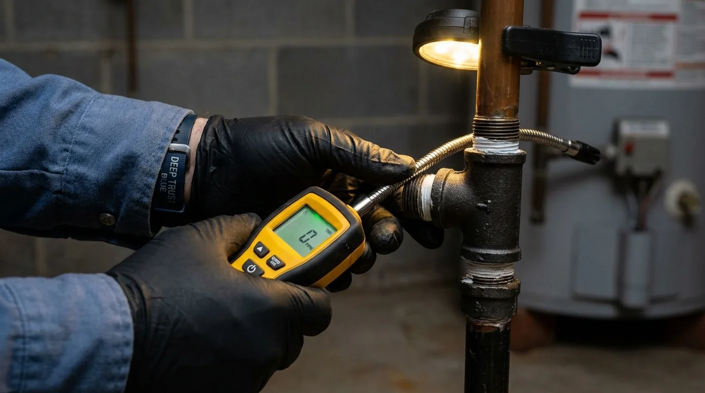 Gas leak detection with electronic sniffer by Johns Plumbing LLC in Leavenworth